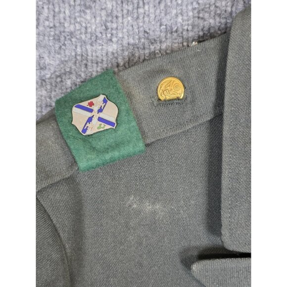 Vintage US Army Coat Mens Long 35 Army Green Shade 44 Wool Serge Service 60s - Picture 5 of 16